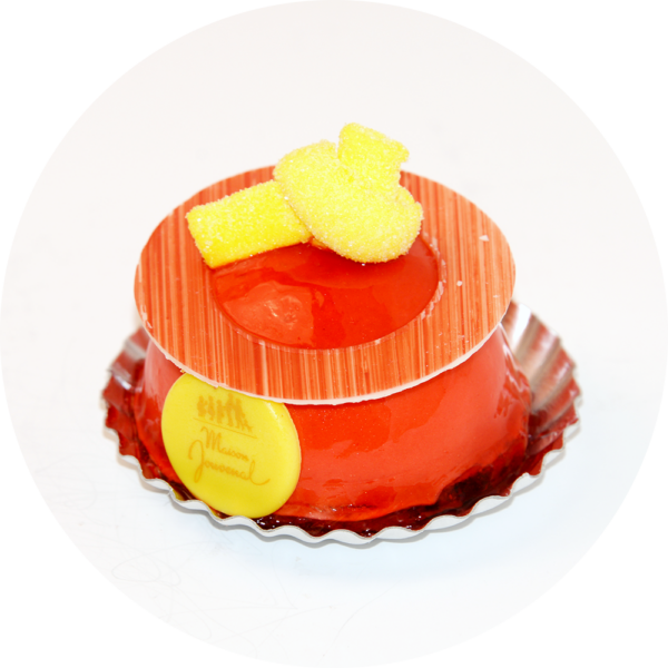 Une portion élégante du gâteau Cindy, soigneusement dressée, mettant en avant ses détails raffinés et son côté gourmand.