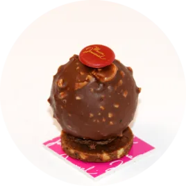 Une présentation élégante mettant en valeur l'Alhambra avec ses couches riches en chocolat et sa finition sophistiquée.